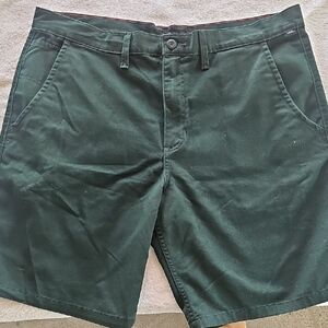 Vans Dark Green Flat Front Shorts